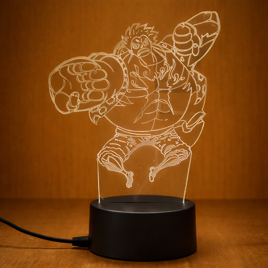 Lámpara LED 3D Luffy Gear Fourth – Luz Neón para Setup Gamer y Cuarto Anime